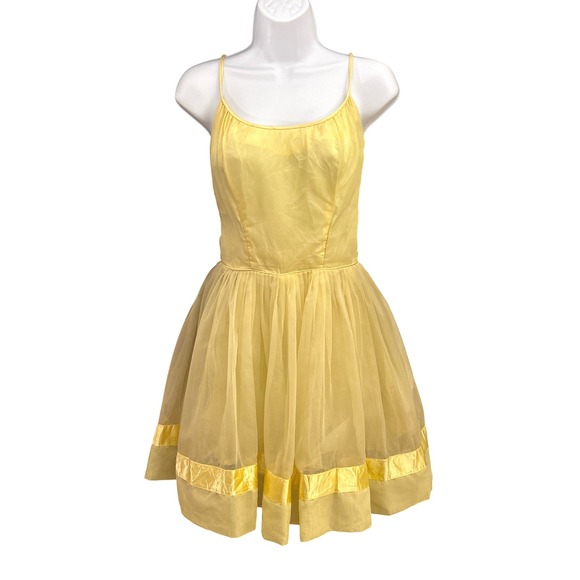 Vintage 1950-60s Yellow Tulle Ballerina Cocktail Dress HOCO Rare Unique Fairy - Picture 1 of 5
